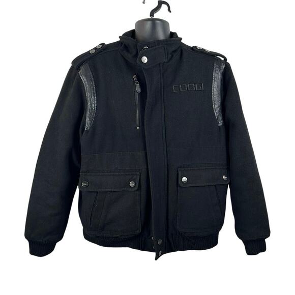 Coogi Wool Bomber Jacket Full Zip Black Size Large - Picture 1 of 12